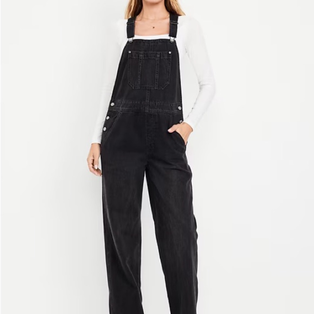 Baggy Wide-Leg Jean Overalls (Tall)